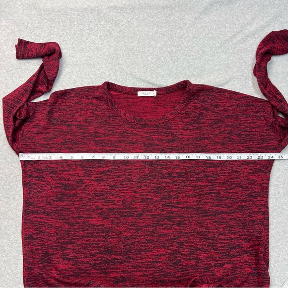 Rag & Bone Top Womens Medium Red Black Space Dye Knit Rayon Stretch Long Sleeve - Picture 3 of 6